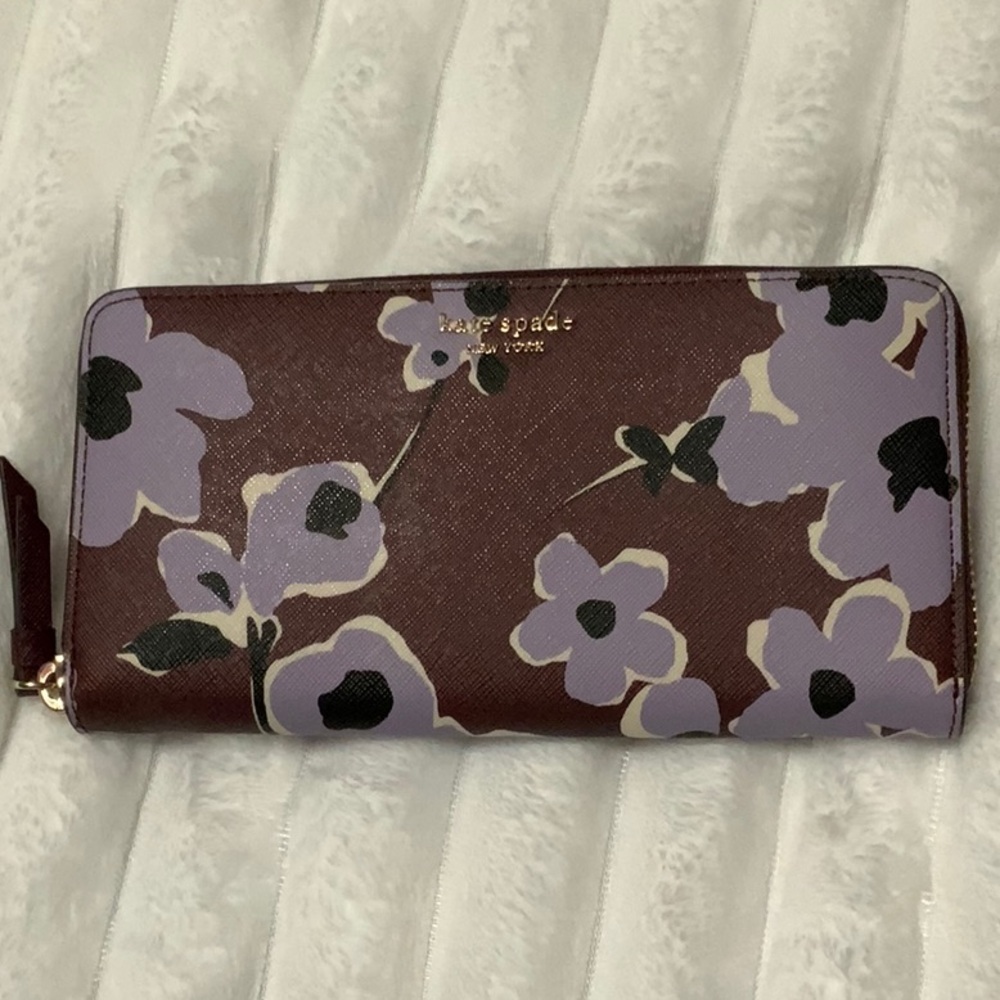 Kate Spade Lavender and Maroon Floral Wallet
